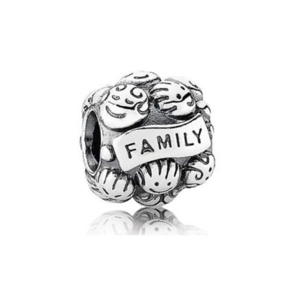 Silver Smiley Faces Family Charm
