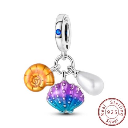 Silver Seashells Pearl Beach Charm