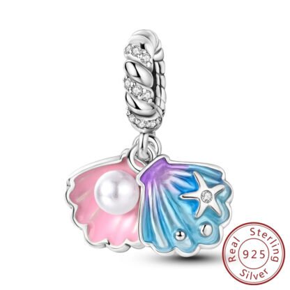 Silver Blue Hues Pink Oyster Pearl Ocean Charm