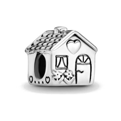 Silver Flower Front House Charm
