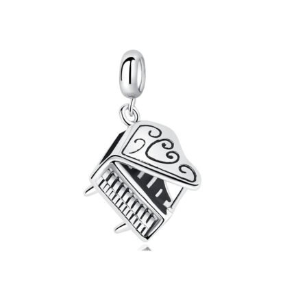 Silver Ornate Piano Musical Charm
