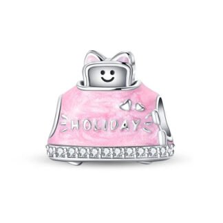 Silver Pink Cute Surreal Holiday Kitchen Smiling Toaster Charm