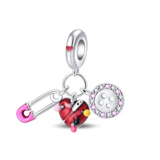 Silver Pin Button Sew Tailor Seamster Heart Charm