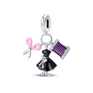Silver Seamster Sewer Dressmaker Thread Kit Charm