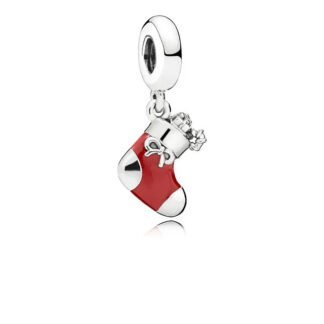 Silver Red Sock Christmas Charm