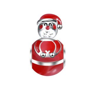Silver Red Round Belly Snowman Santa Claus Christmas Charm
