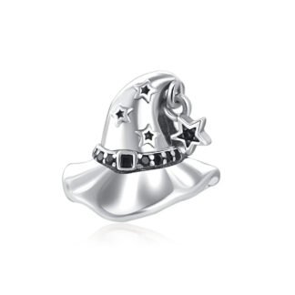 Silver Wizard Witch Hat Fantasy Magic Charm