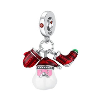 Silver Red Cozy Seasonal Winter Santa Holiday Sock Mitt Christmas Charm