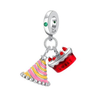 Silver Cone Hat Red Sweet Cake Dessert Party Charm