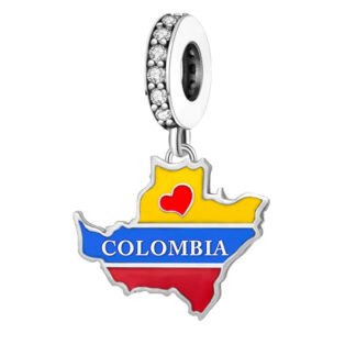 Silver Colombia Nation Outline Country Charm
