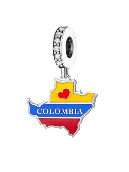 Silver Colombia Nation Outline Country Charm