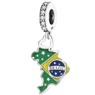 Silver Brazil Nation Outline Country Charm