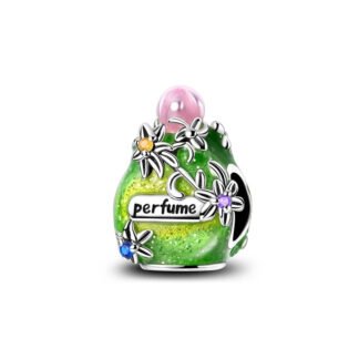 Silver Green Vines Flower Perfume Bottle Fantasy Plant Charm