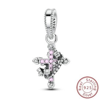 Silver Pink Cross Justice Y2K Aesthetic Charm