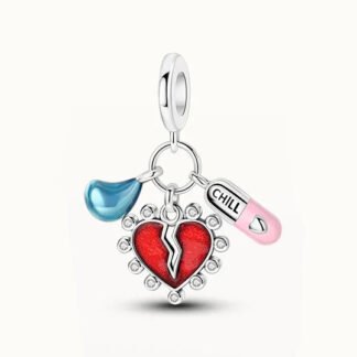 Silver Calming Heartbreak Teardrop Medication Charm