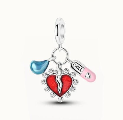 Silver Calming Heartbreak Teardrop Medication Charm