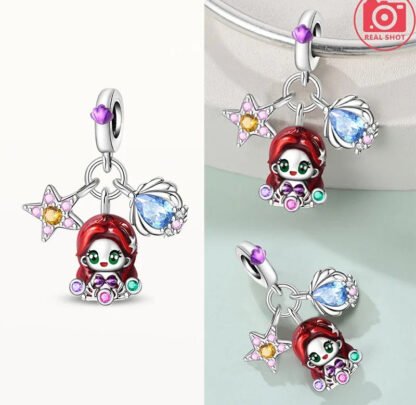 Silver Red Head Mermaid Chibi Ariel Aquatic Fantasy Charm - Image 2