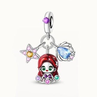 Silver Red Head Mermaid Chibi Ariel Aquatic Fantasy Charm