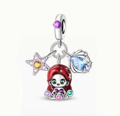 Silver Red Head Mermaid Chibi Ariel Aquatic Fantasy Charm