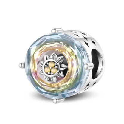 Silver Pastel Rainbow Mini Daisy Bloom Cylindrical Charm