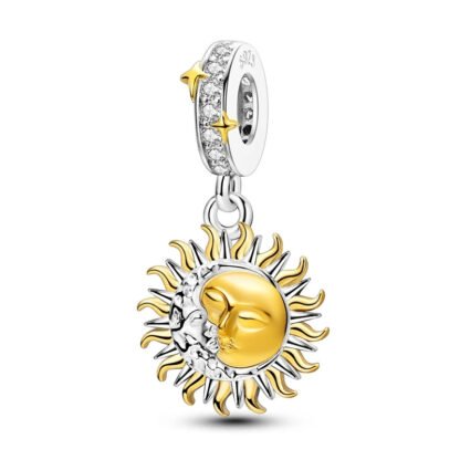 Silver Medieval Sun Moon Astrology Fantasy Charm