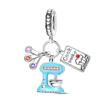 Silver Blue Kitchen Mixer Baking Tool Cookbook Teaspoons Charm