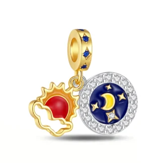 Silver Night Sky Plate and Golden Red Sunny Charm