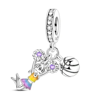 Silver Cheerleader Rainbow Costume Girl Basketball Sport Charm