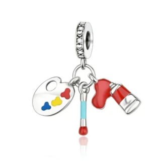 Silver Palette Red Paint Tube Artist Charm