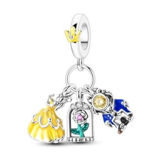 Silver Beauty and The Beast Dress Costumes Rose Icons Charm