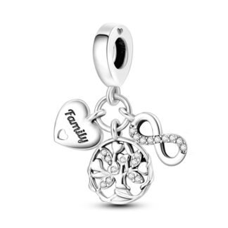 Silver Heart Family Tree Eternal Love Charm