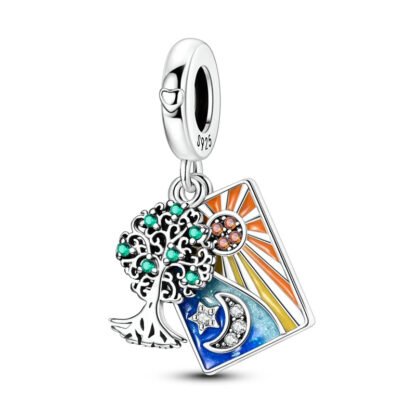 Silver Tree Day Night Card Magical Mystic Charm