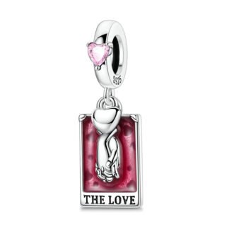 Silver Holding Hands Red Love Card Magic Charm