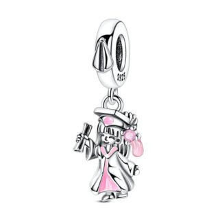 Silver Graduated Pink Girl Diploma Scholar Education Charm