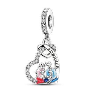 Silver Heart Red Blue Couple Parents and Kids Forever Family Charm