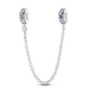 Silver Simple Multicolor Gems Chain Charm