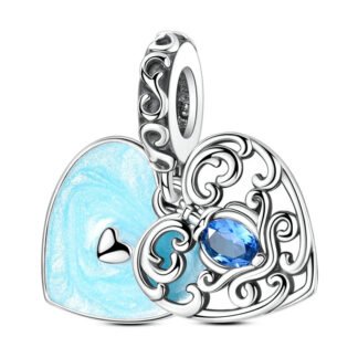 Silver Heart Frame Blue Charm