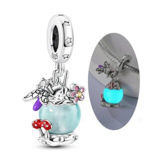 Silver Luminous Glow in the Dark Fairy Globe Folk Fantasy Charm