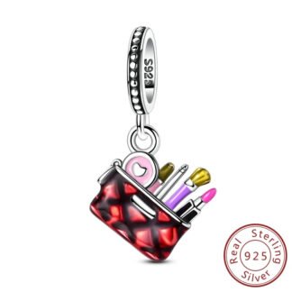 Silver Red Makeup Bag Pouch Kit Beauty Charm