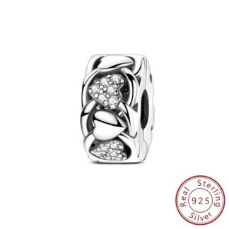 Silver Hearts Arrangement Round Charm