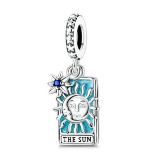 Silver Blue Medieval Moon Sun Card Magic Charm