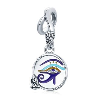 Silver Serpent Holding Eye of Horus Medal Egypt Iconography Charm