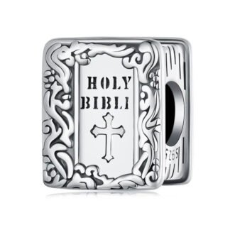 Silver Holy Bible Book Religious Symbol Charm