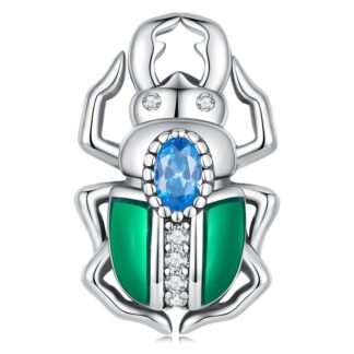 Silver Green Beetle Blue Gem Insect Charm