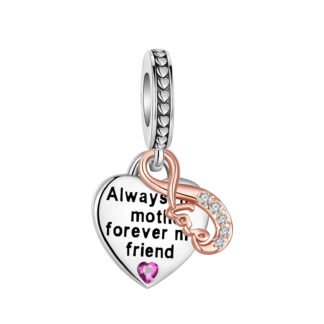 Silver Eternal Forever Mother Heart Family Reminder Charm