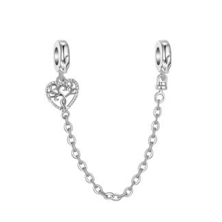 Silver Curvy Tree Heart Nature Chain Charm