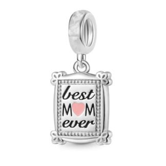 Silver Best Mom Ever Tag Family Charm