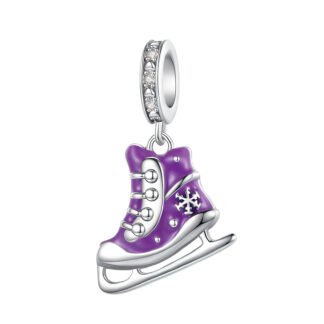 Silver Purple Snow Skating Shoe Winter Sport Charm