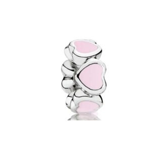 Silver Geometric Y2K Pink Hearts Structure Charm