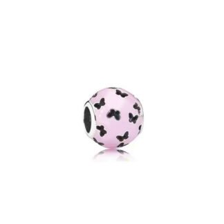 Silver Pink Marble Butterflies Charm